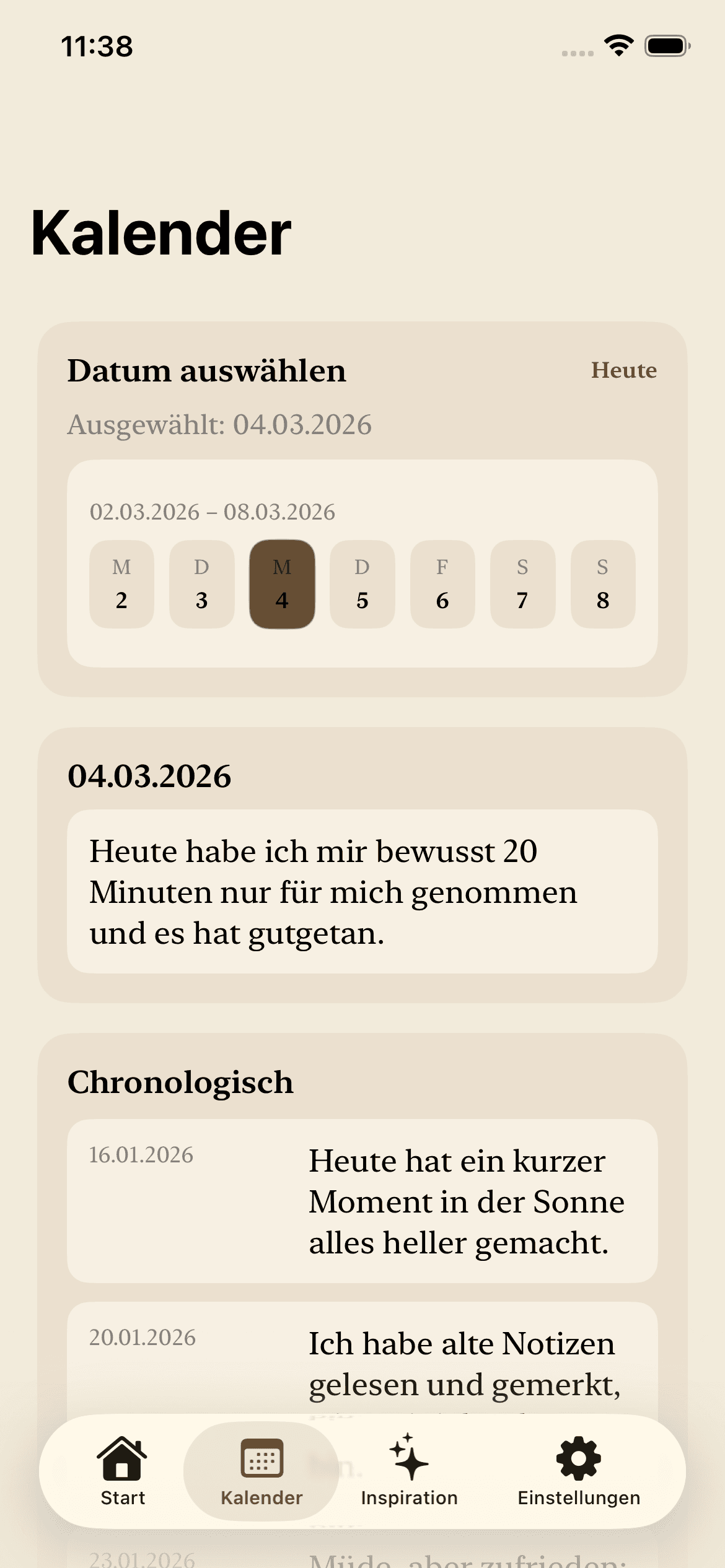 OneLine Kalender View